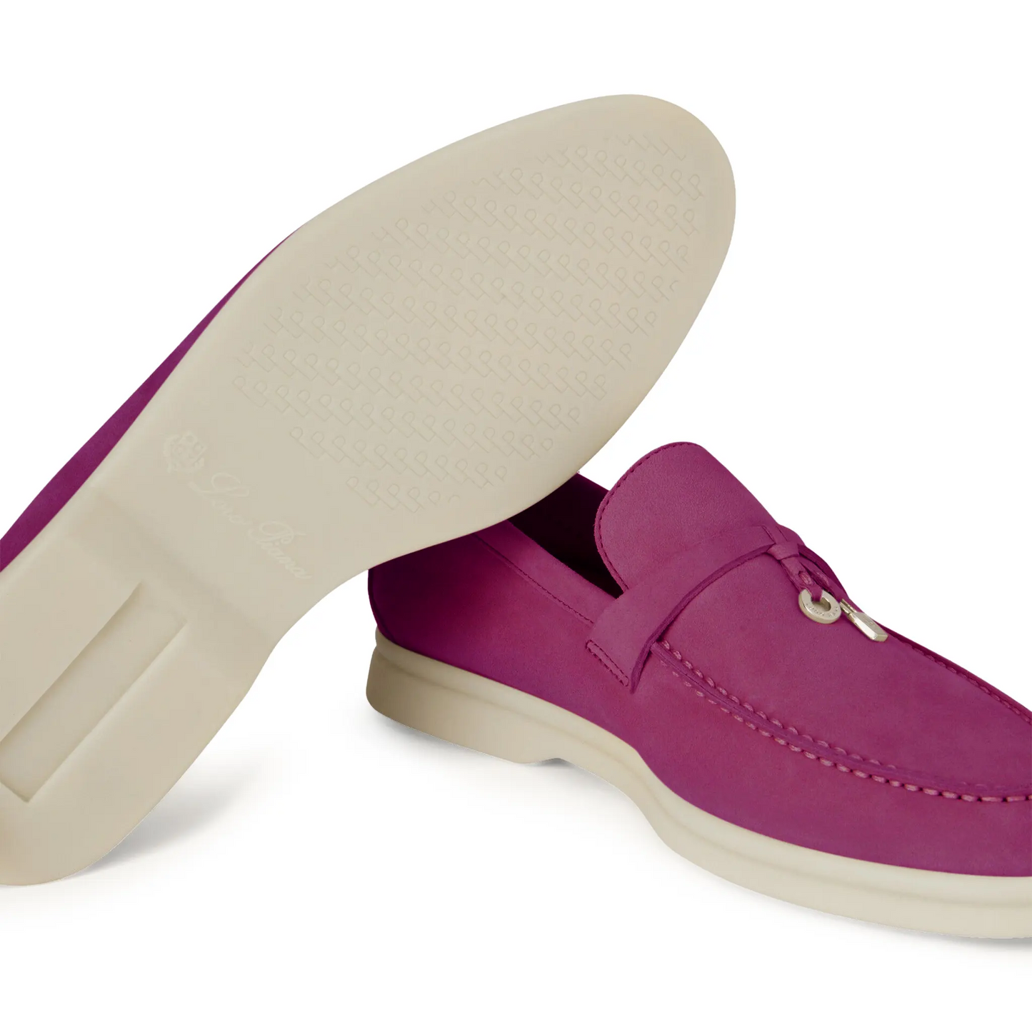Loro Piana Summer Charms Suede Purple Daisy Loafers