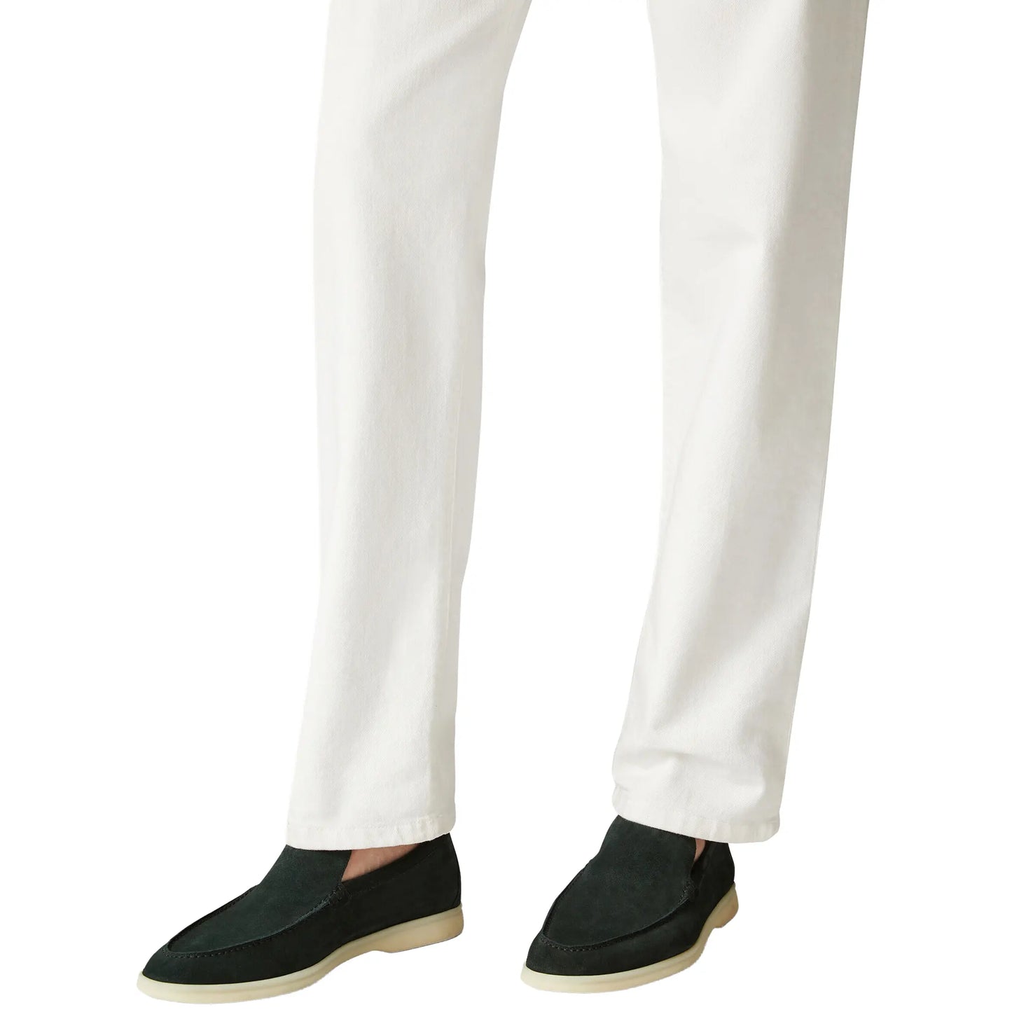 Loro Piana Summer Walk Suede Dark Green Loafers