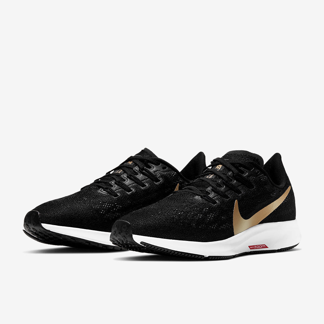 Nike Womens Air Zoom Pegasus 36 - Black/Metallic Gold-University Red