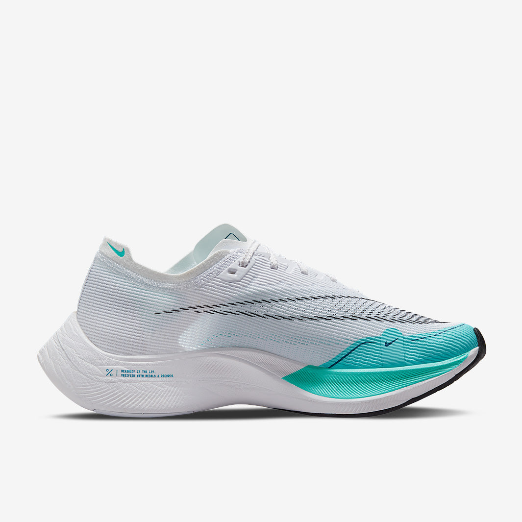Nike Womens ZoomX Vaporfly Next Percent 2 - White/Black-Aurora Green