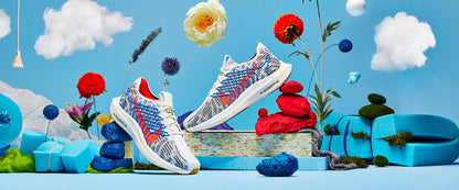Nike Womens Pegasus Turbo Flyknit Next Nature - Pure Platinum/Bright Crimson