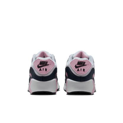 Big Kids' Nike Air Max 90 LTR "White Pink Foam Armory Navy Wolf Grey"