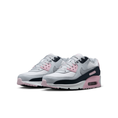 Big Kids' Nike Air Max 90 LTR "White Pink Foam Armory Navy Wolf Grey"
