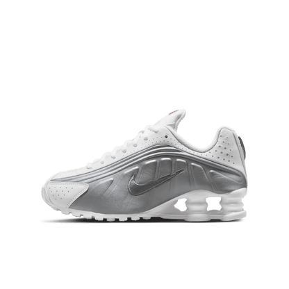 Big Kids' Nike Shox R4 "White Metallic Silver'