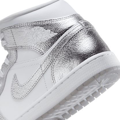 Women's Air Jordan 1 Mid SE "Crinkled Silver Foil"