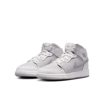 Big Kids' Air Jordan 1 Mid SE "Summit White Metallic Silver"