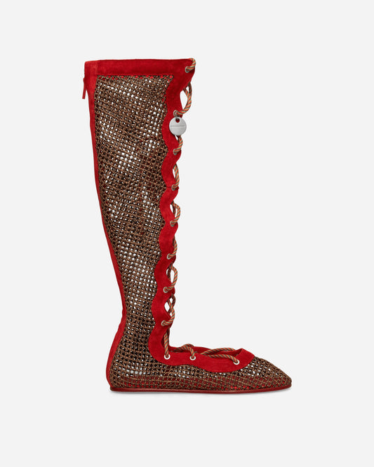 Women's Reticella Knee High Boots Red