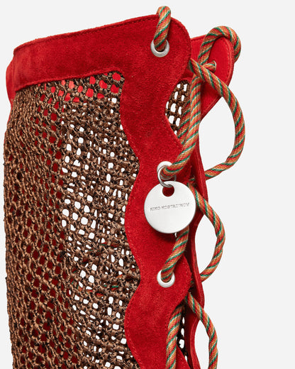 Women's Reticella Knee High Boots Red
