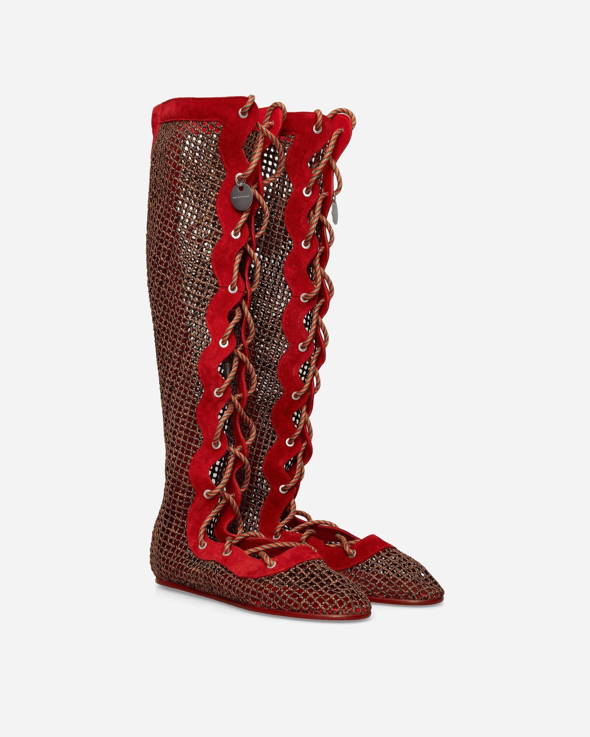 Women's Reticella Knee High Boots Red