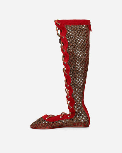 Women's Reticella Knee High Boots Red
