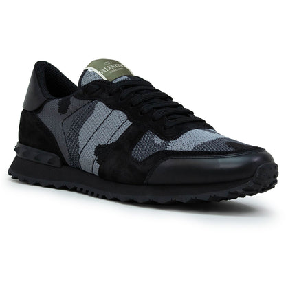 Valentino Rockrunner Camouflage Black Mesh Sneaker