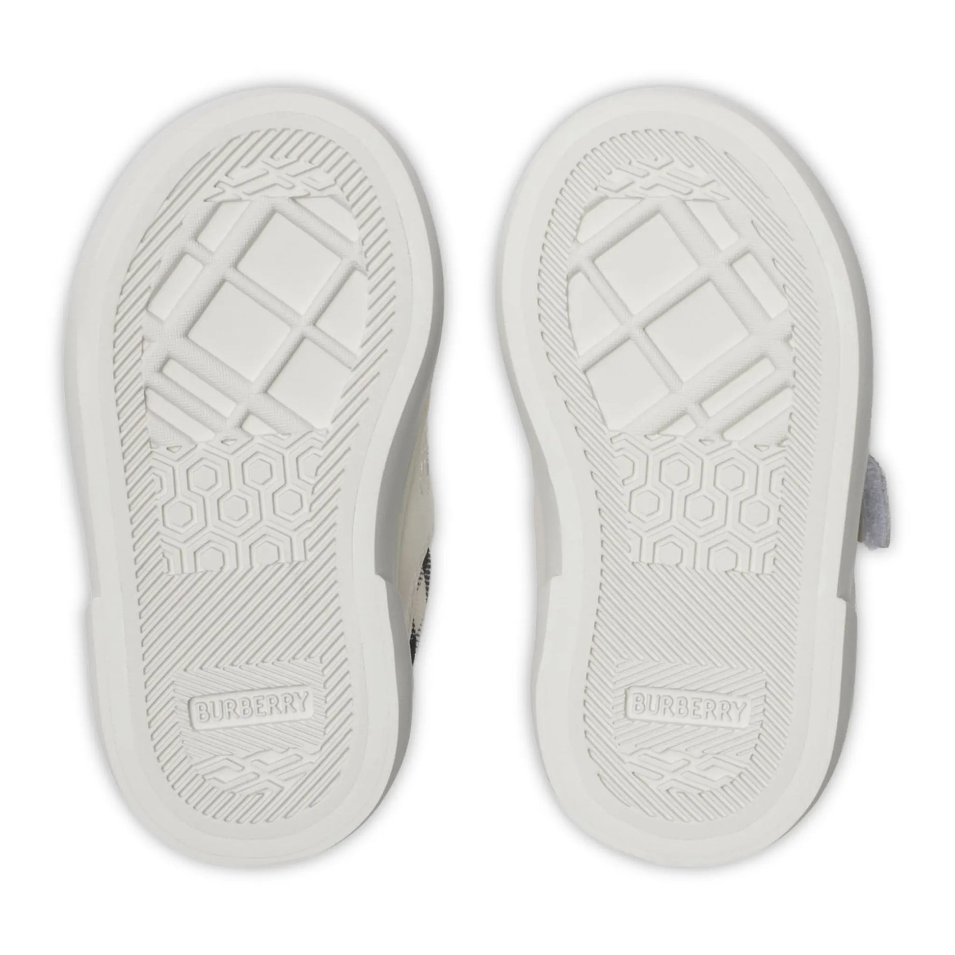 Burberry Kids Cotton and Leather Noah Strap White Trainers