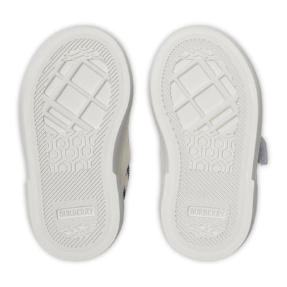 Burberry Kids Cotton and Leather Noah Strap White Trainers