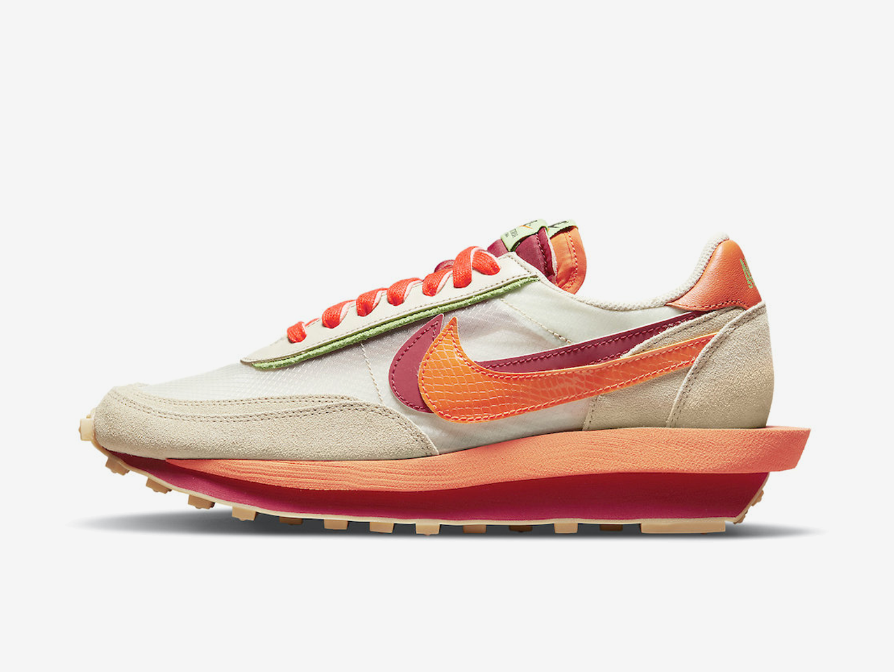 CLOT x Sacai x Nike LD Waffle Kiss of Death Orange Blaze