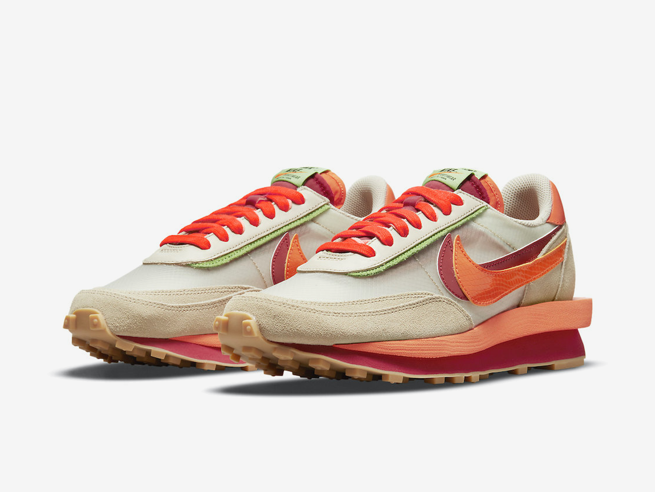 CLOT x Sacai x Nike LD Waffle Kiss of Death Orange Blaze