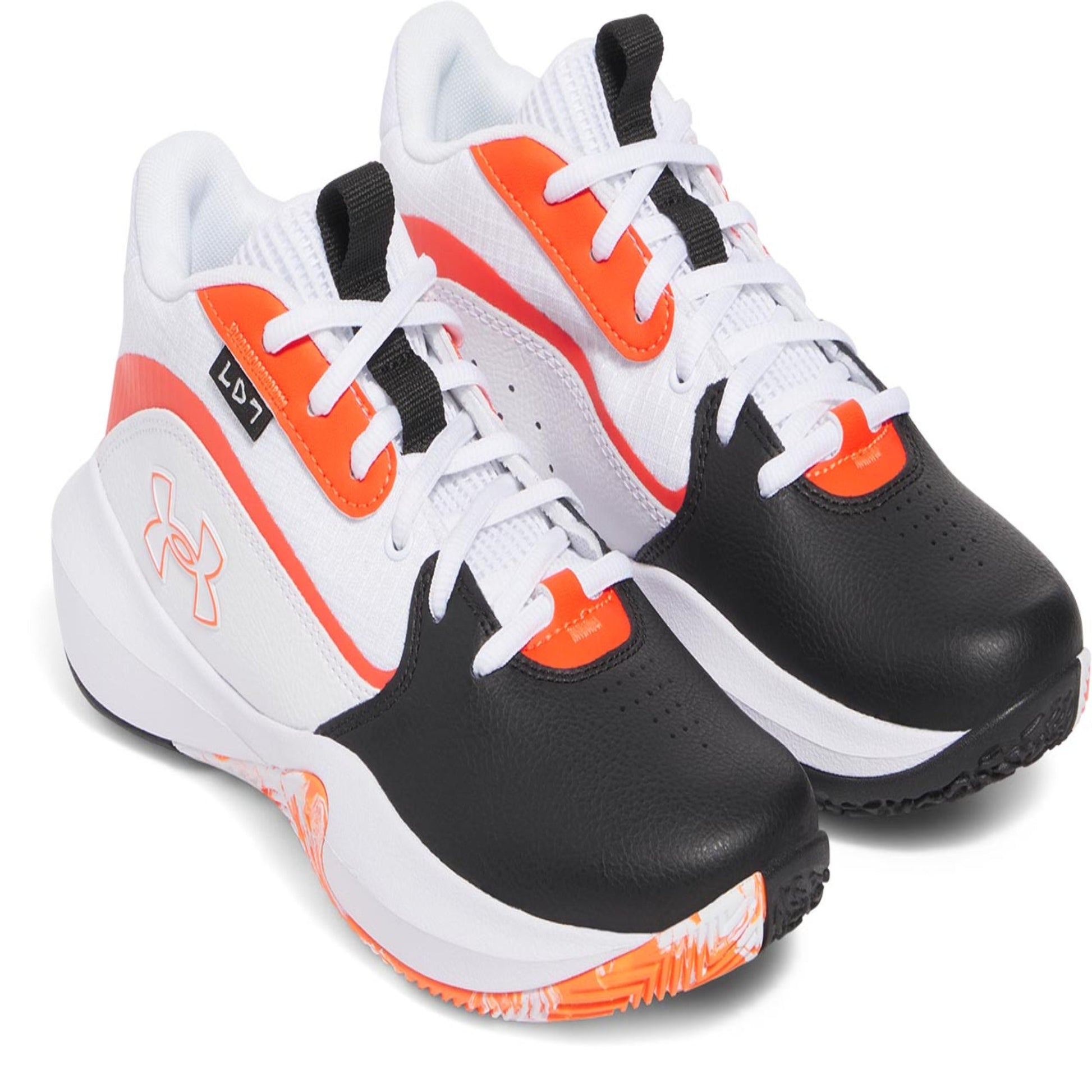 Big Kids' Under Armour Lockdown 7 Basketball Shoes "Black White Ares Red"
