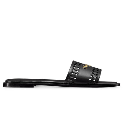 Dior D-Lane Openwork Microcannage Motif Calfskin Black Slides