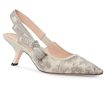 Dior J'Adior Barocco Print White Grey Slingback Pump