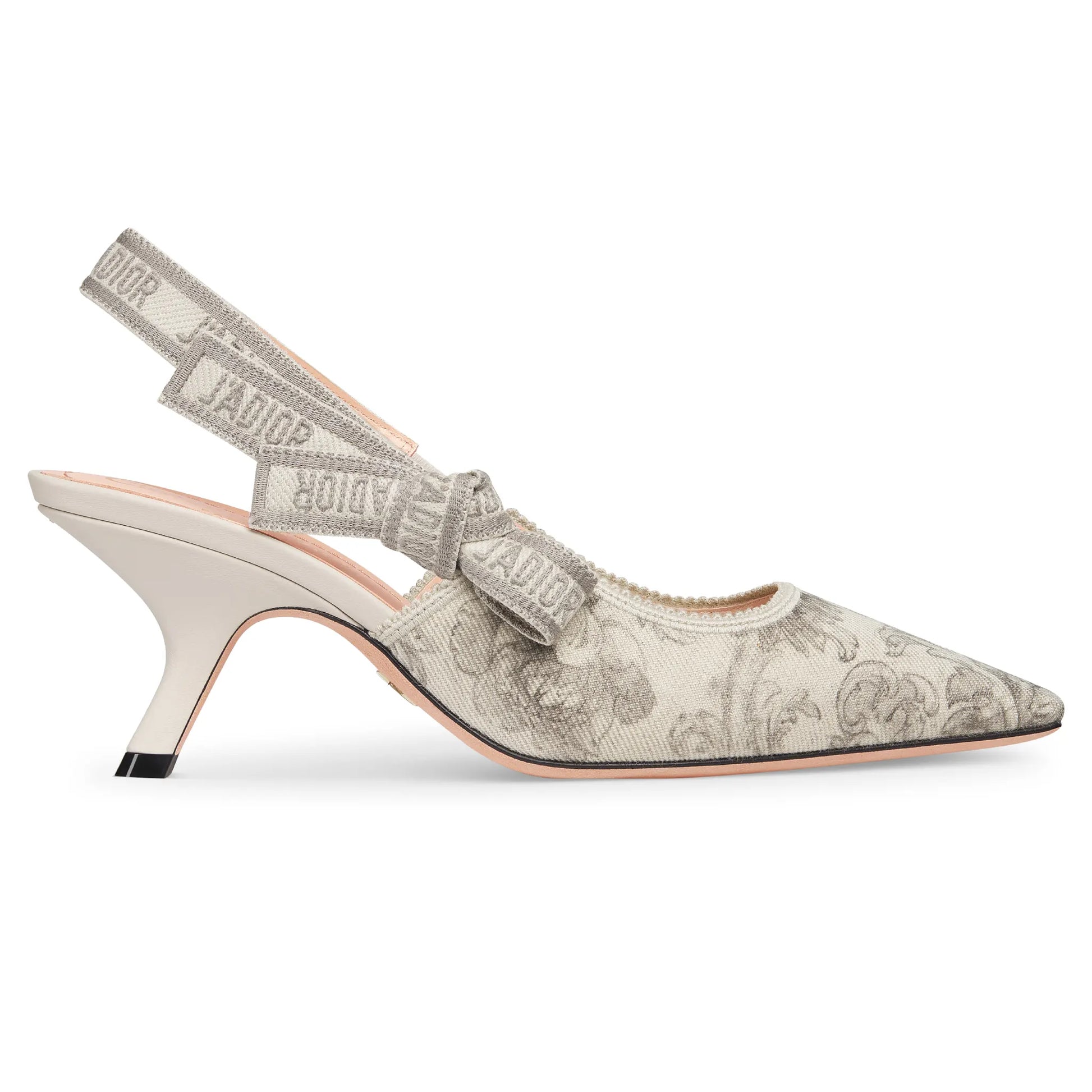 Dior J'Adior Barocco Print White Grey Slingback Pump