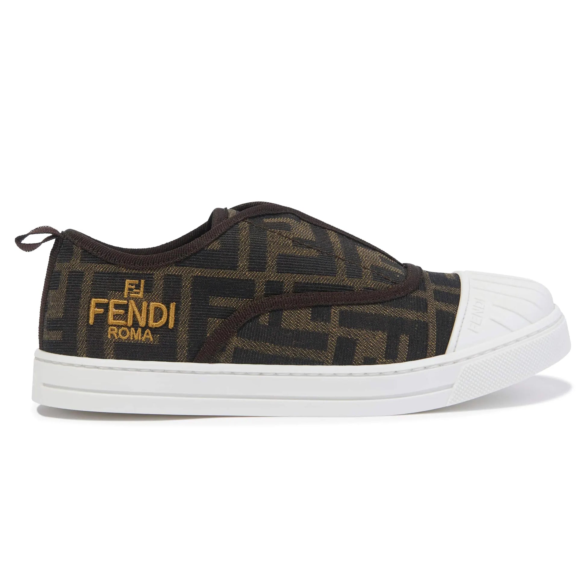 Fendi FF Logo Kids Brown Trainers
