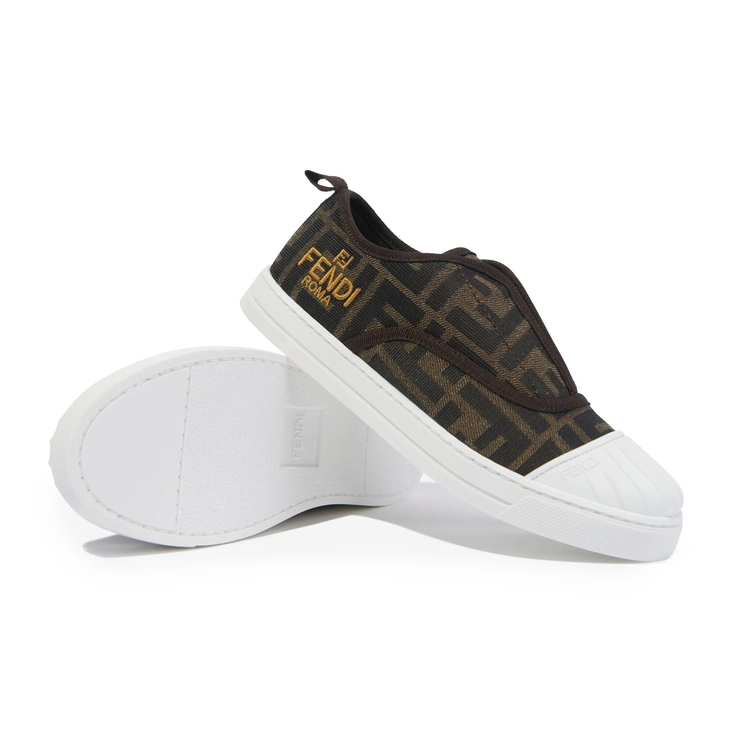 Fendi FF Logo Kids Brown Trainers