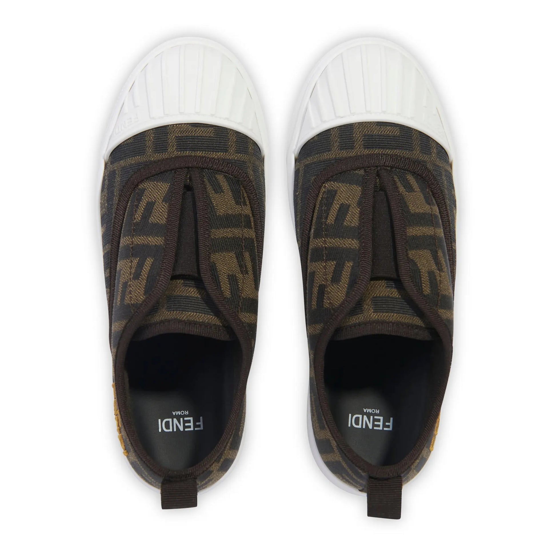 Fendi FF Logo Kids Brown Trainers