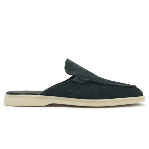 Loro Piana Babouche Walk Suede Dark Green Loafers