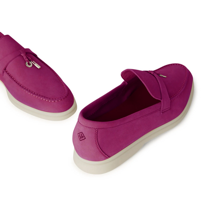 Loro Piana Summer Charms Suede Purple Daisy Loafers