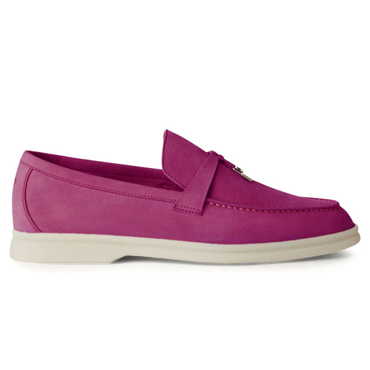 Loro Piana Summer Charms Suede Purple Daisy Loafers