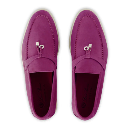 Loro Piana Summer Charms Suede Purple Daisy Loafers