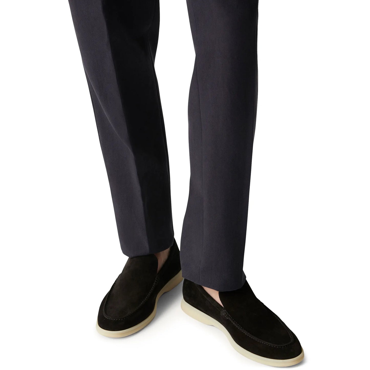 Loro Piana Summer Walk Suede Black Loafers