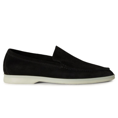 Loro Piana Summer Walk Suede Black Loafers
