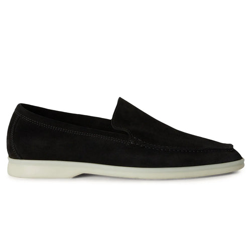 Loro Piana Summer Walk Suede Black Loafers
