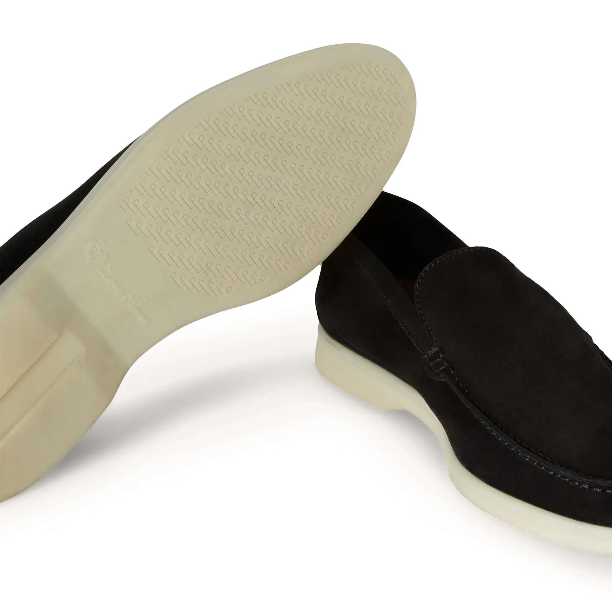 Loro Piana Summer Walk Suede Black Loafers