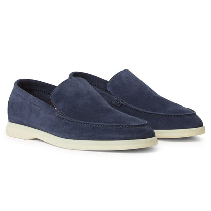 Loro Piana Summer Walk Suede Dark Deep Sea Loafers