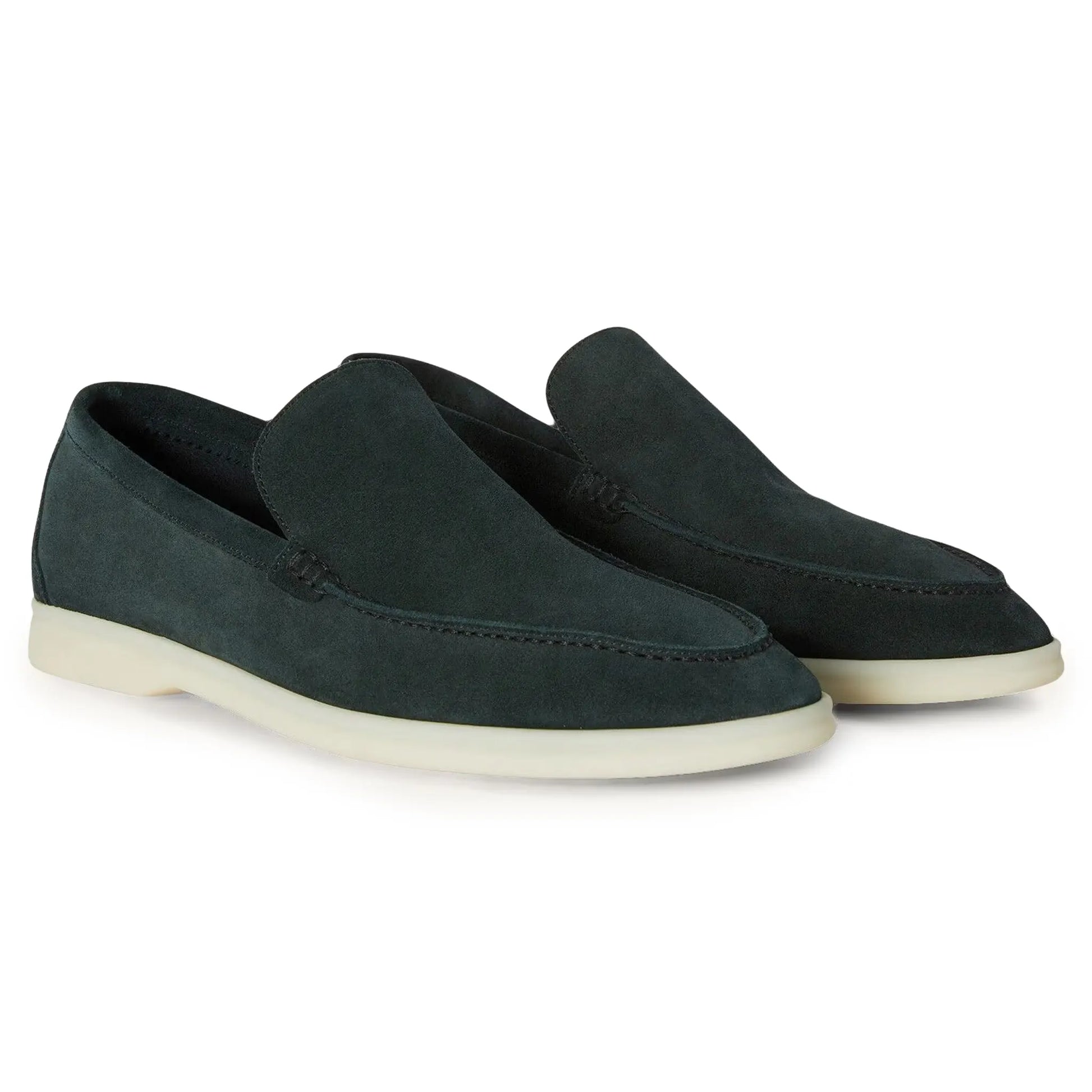 Loro Piana Summer Walk Suede Dark Green Loafers