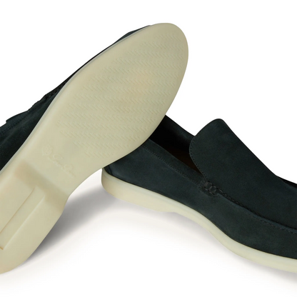 Loro Piana Summer Walk Suede Dark Green Loafers