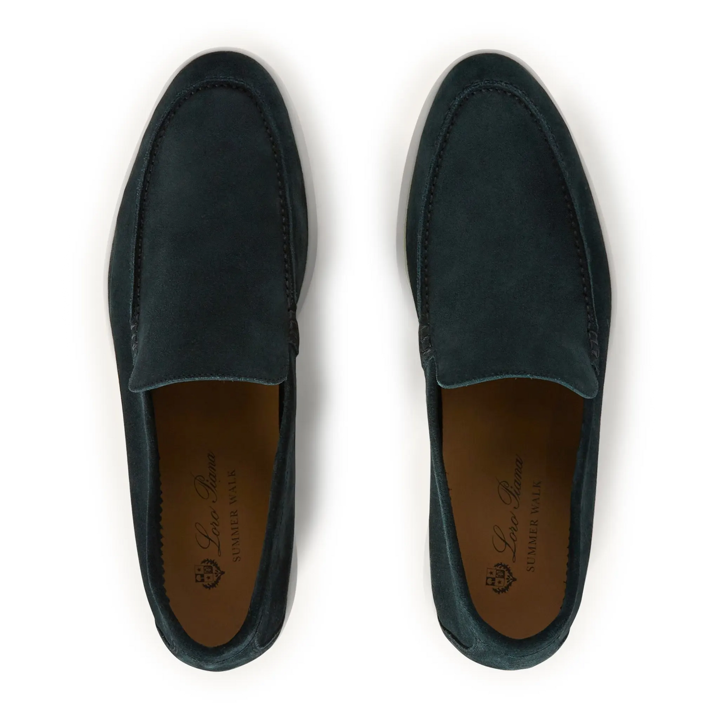 Loro Piana Summer Walk Suede Dark Green Loafers