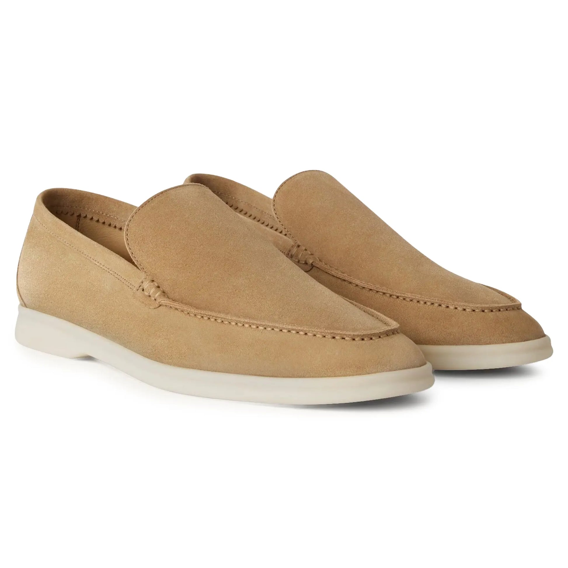 Loro Piana Summer Walk Suede Light Wood Smoke Loafers