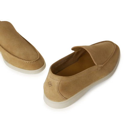 Loro Piana Summer Walk Suede Light Wood Smoke Loafers