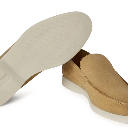Loro Piana Summer Walk Suede Light Wood Smoke Loafers