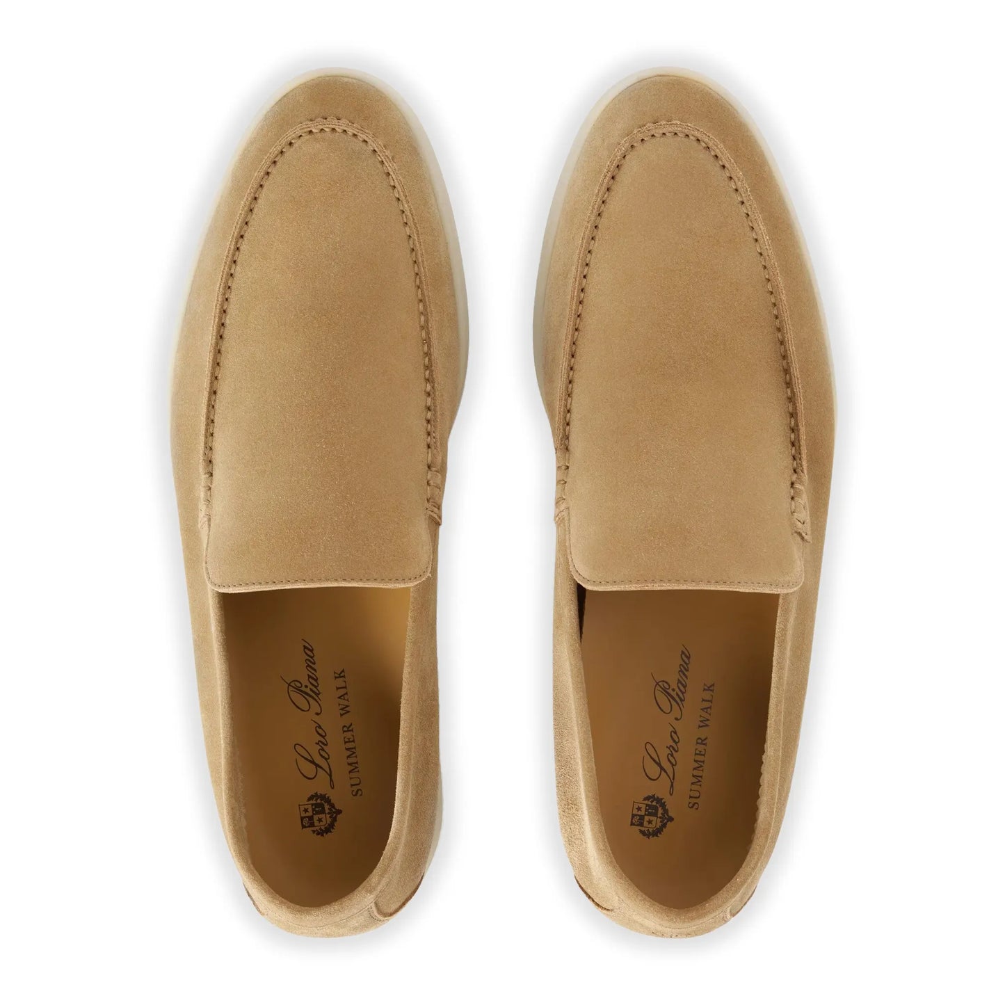 Loro Piana Summer Walk Suede Light Wood Smoke Loafers