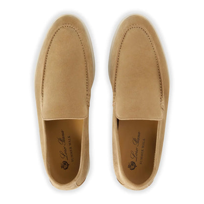 Loro Piana Summer Walk Suede Light Wood Smoke Loafers