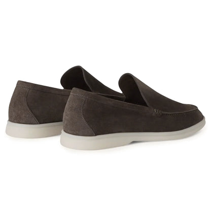 Loro Piana Summer Walk Suede Warm Grey Loafers