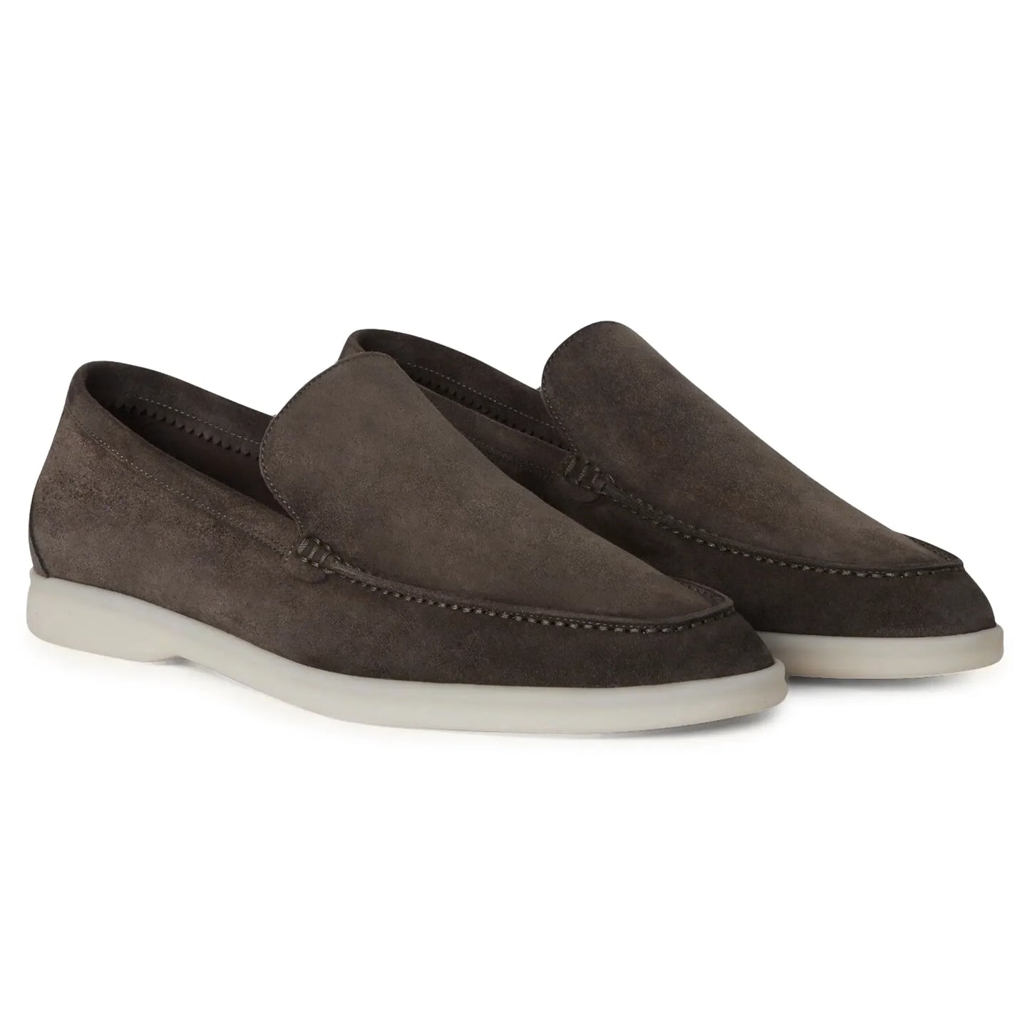 Loro Piana Summer Walk Suede Warm Grey Loafers