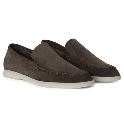 Loro Piana Summer Walk Suede Warm Grey Loafers