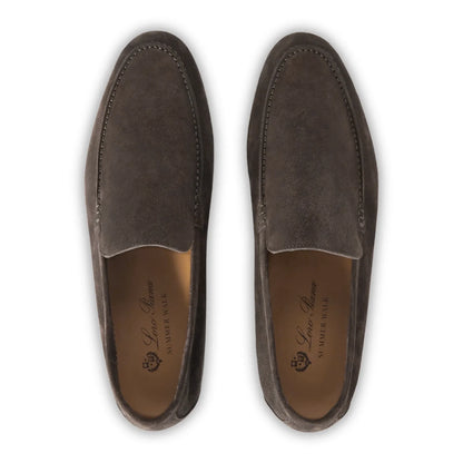 Loro Piana Summer Walk Suede Warm Grey Loafers