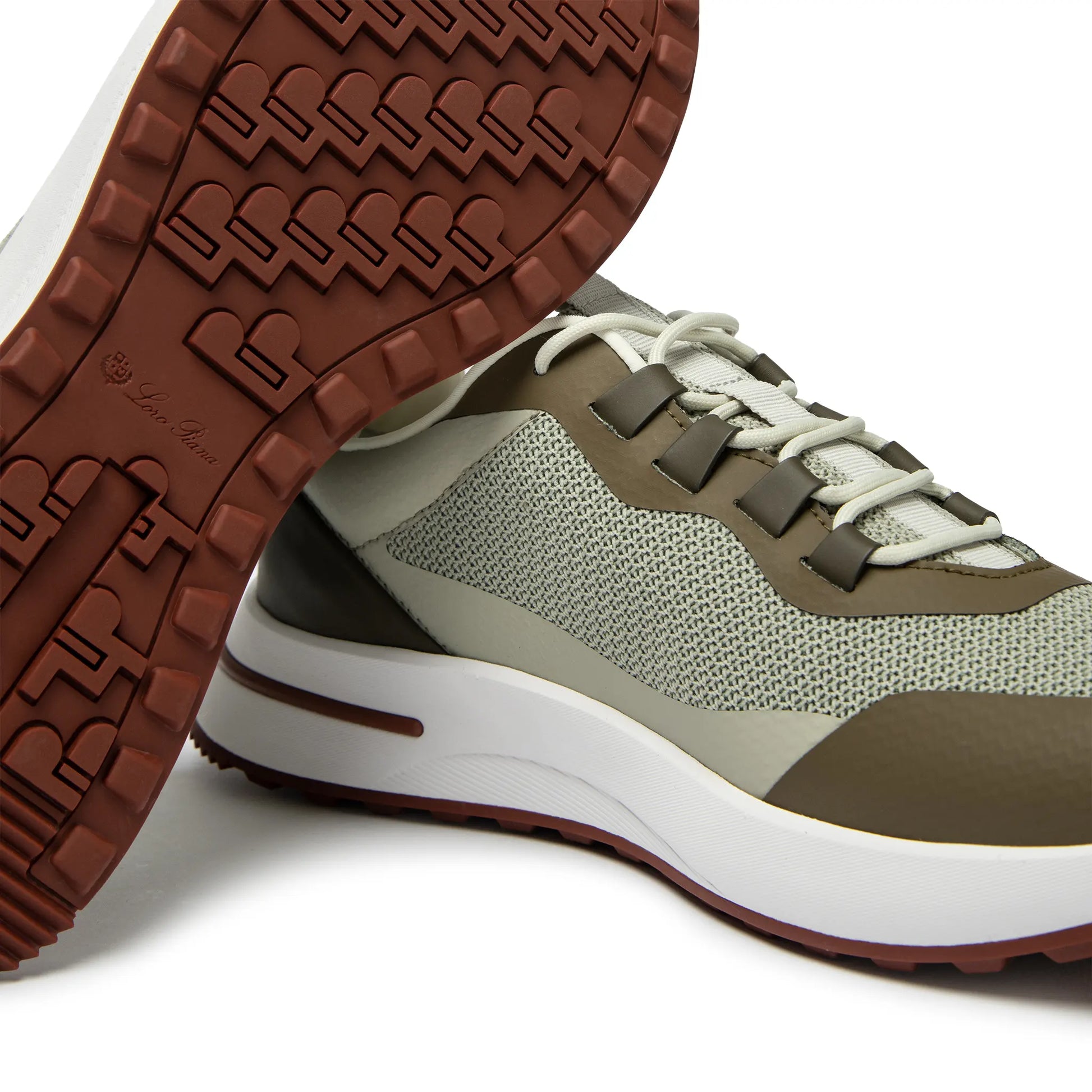 Loro Piana Week End Walk Frost Dark Green Linen Mesh Sneaker