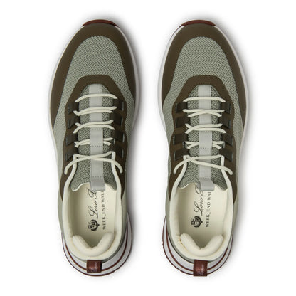 Loro Piana Week End Walk Frost Dark Green Linen Mesh Sneaker